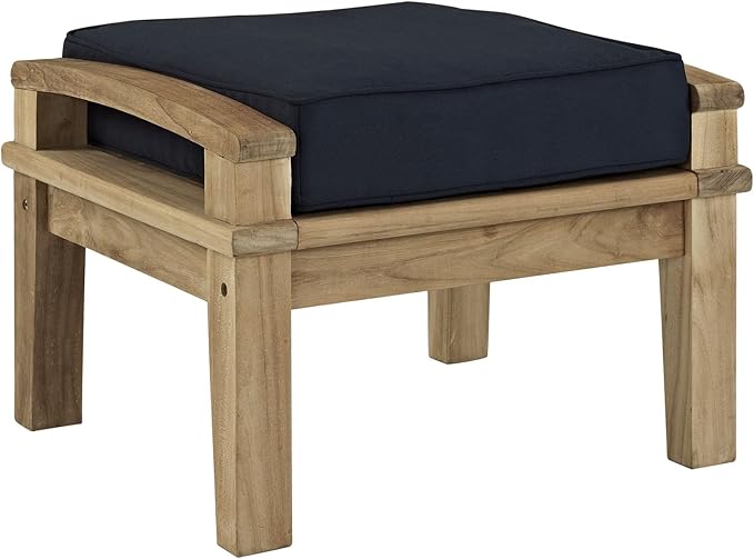 Teak Wood Outdoor Patio Ottoman with Cushion