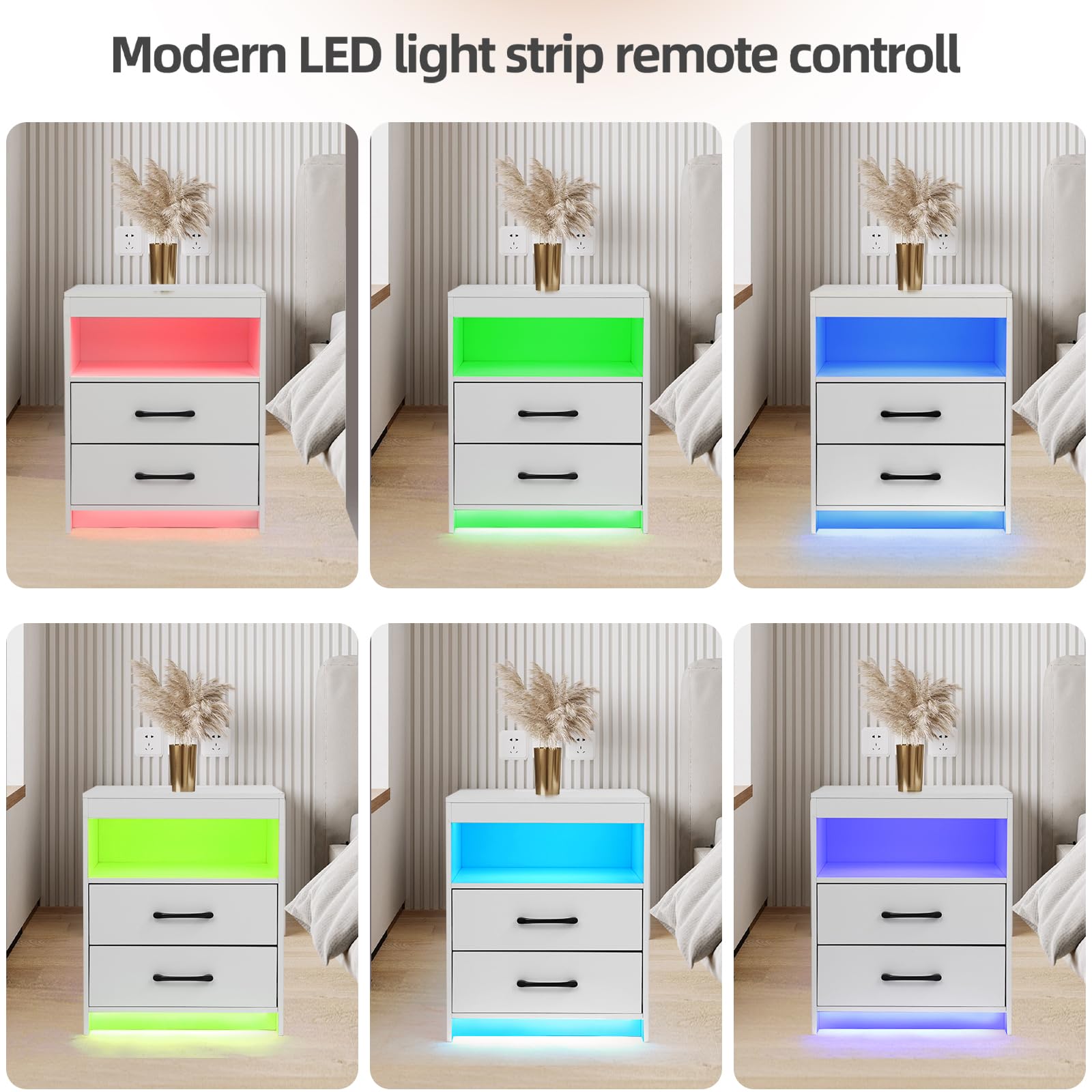 LED Nightstand with Charging Station