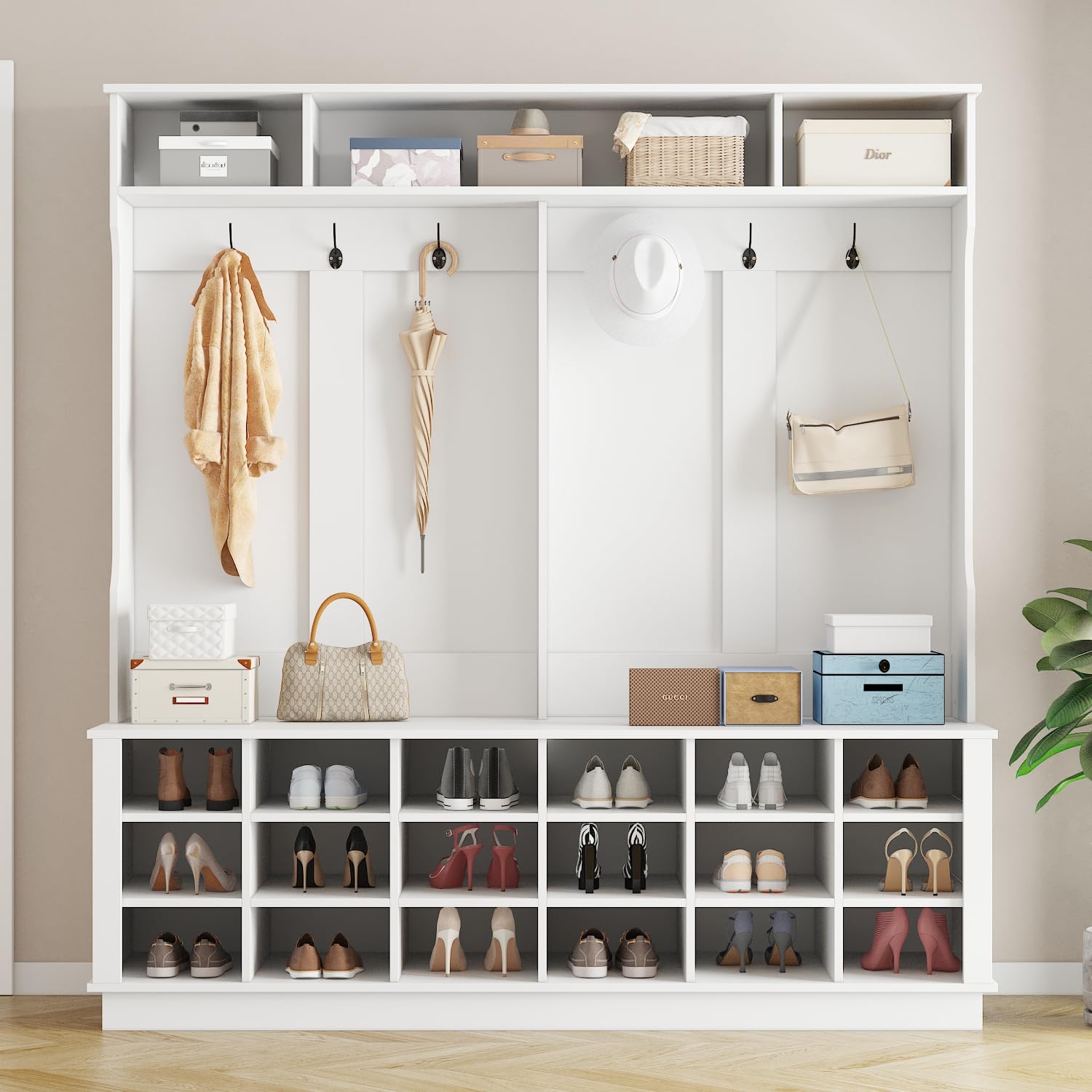 Hall Tree with Bench and Shoe Storage