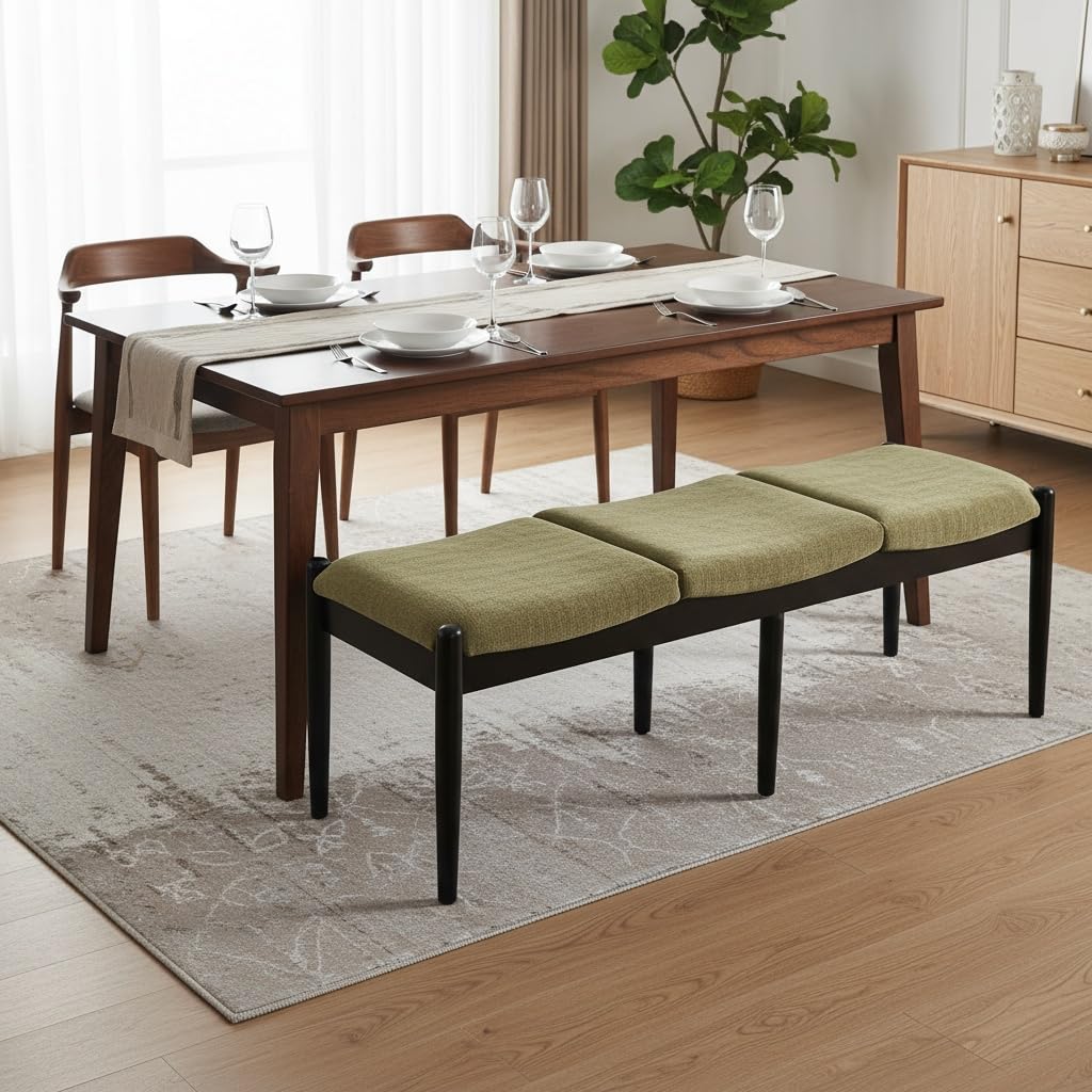 55" Modern Ottoman Bench with Chenille Upholstery