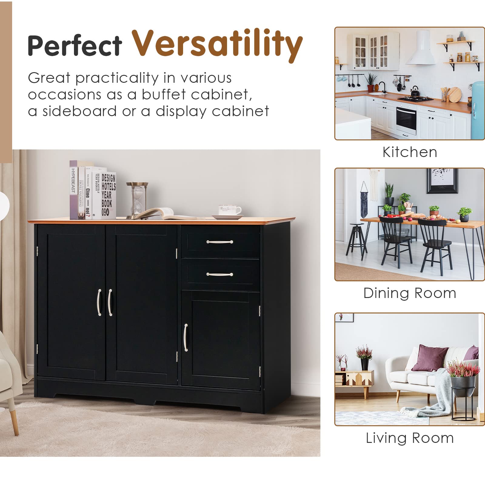 Buffet Cabinet with Storage Cabinets and Drawers
