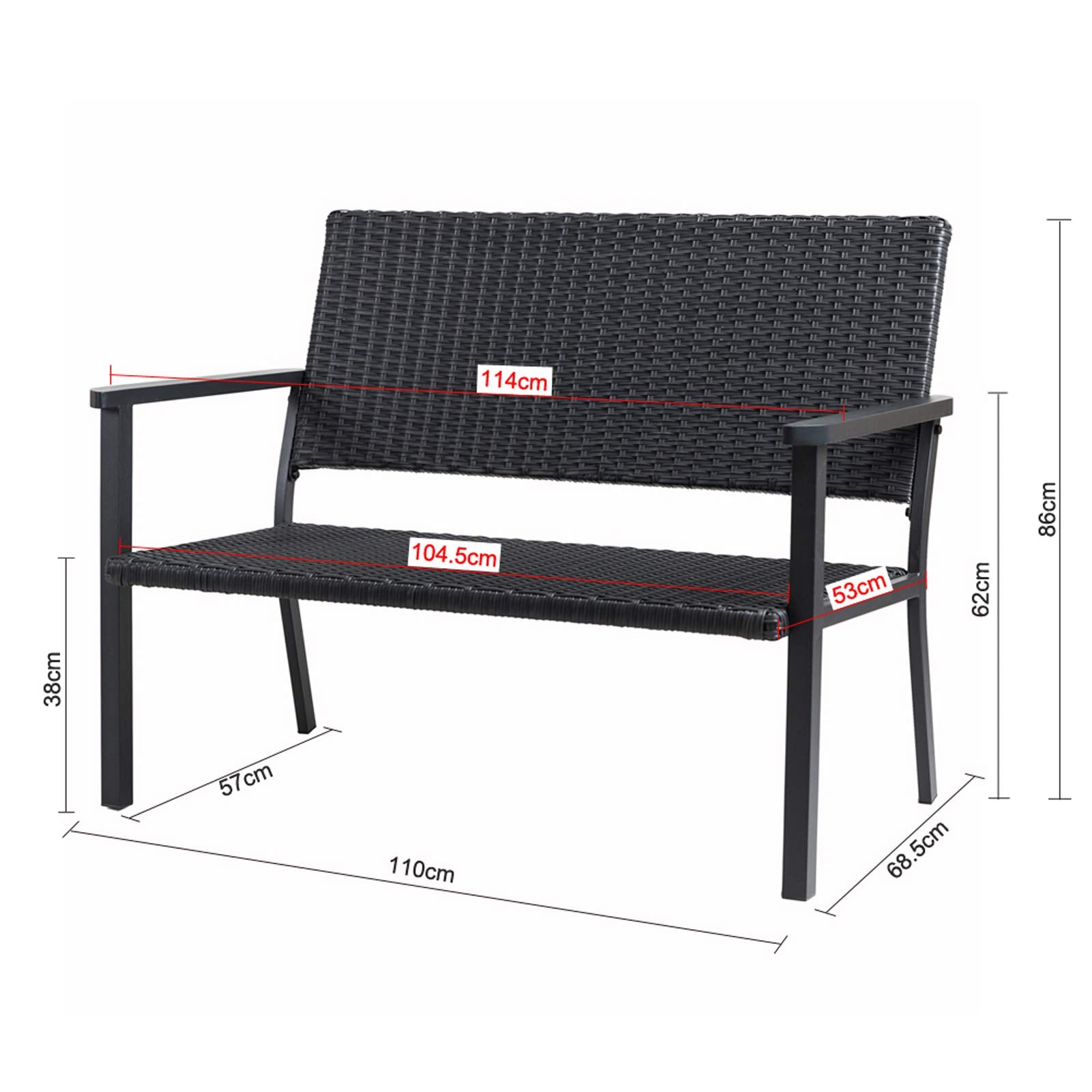 Outdoor Wicker Loveseat Bench