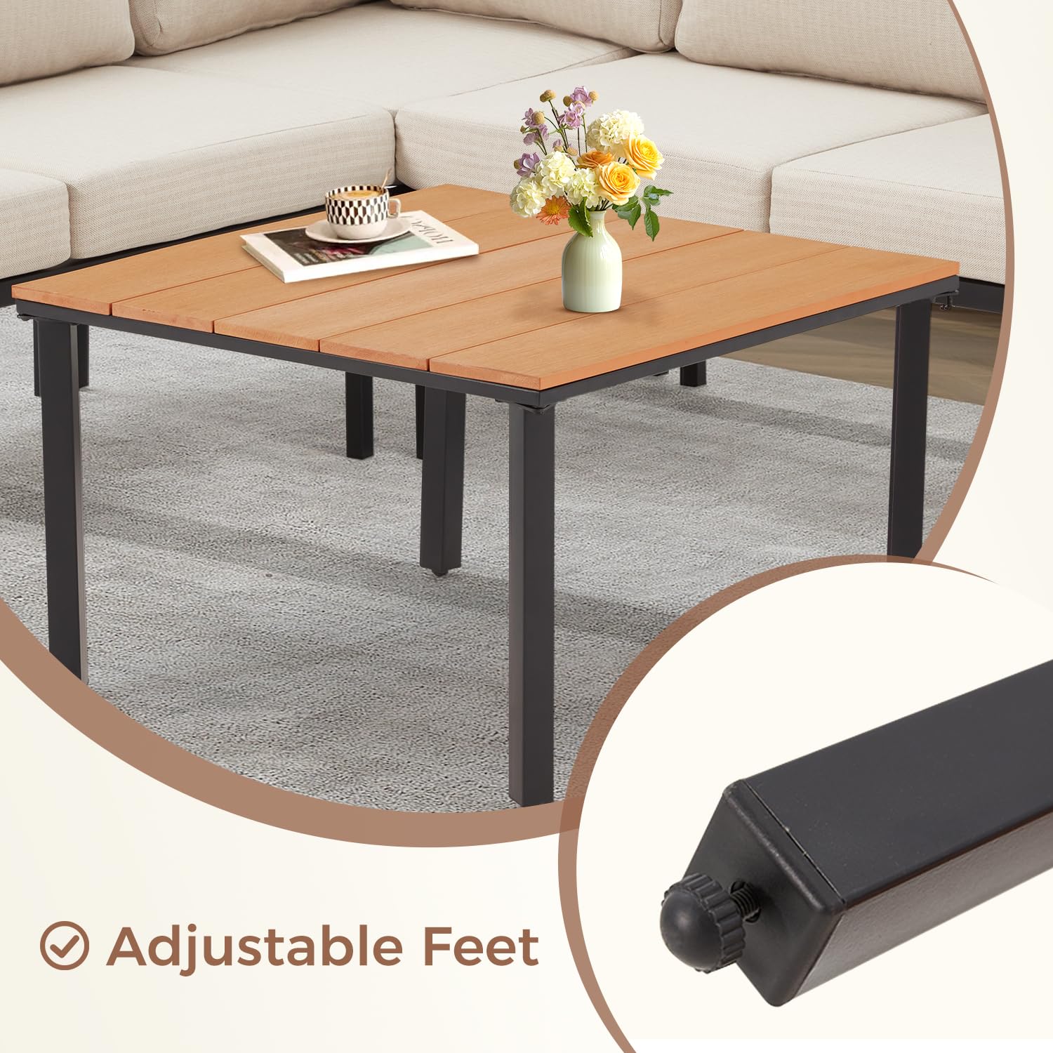 6-Piece Metal L-Shaped Patio Sectional Set