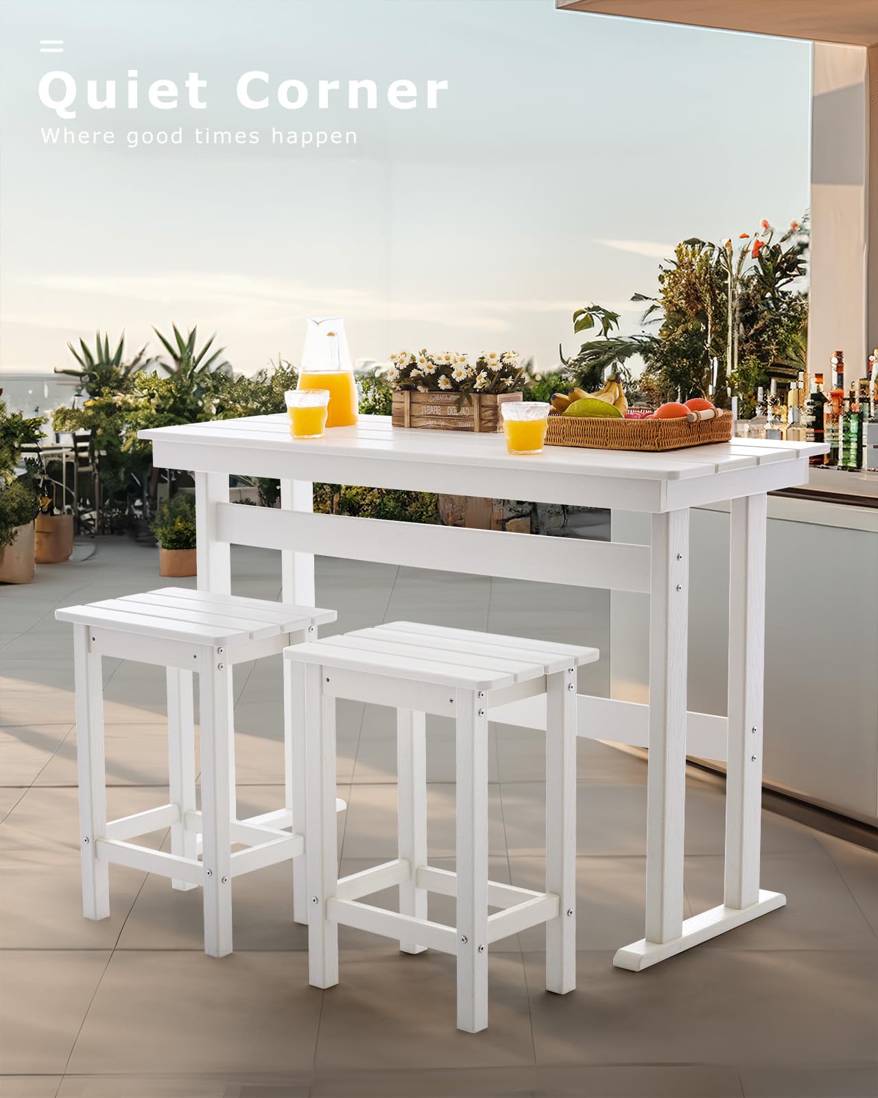 3-Piece Outdoor Bar Set with High Top Table and Stools