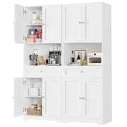 Tall Kitchen Pantry Cabinet with Doors and Drawers