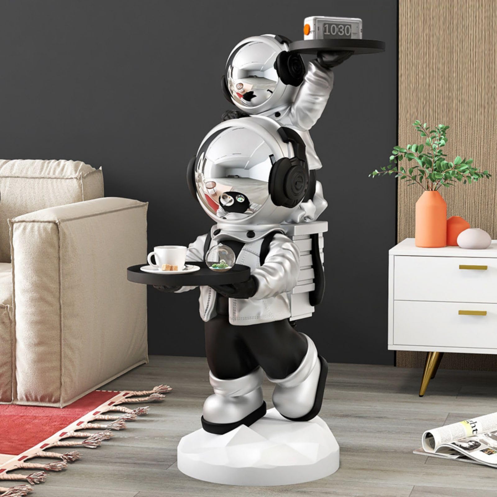 Astronaut Floor Sculpture with Dual Tray Top