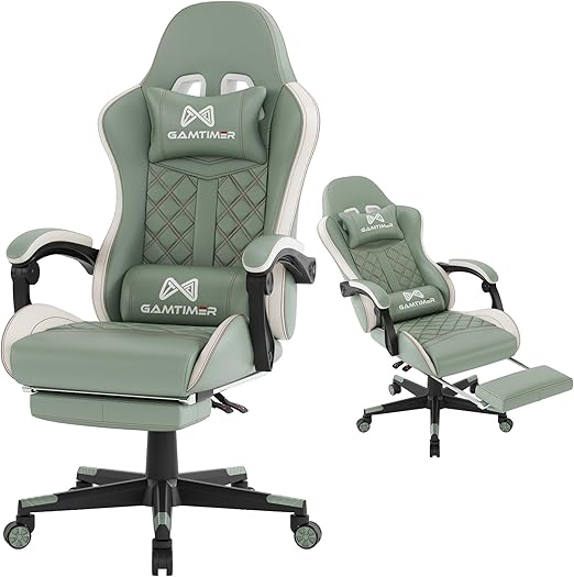 Gaming Chair with Footrest and Lumbar Support