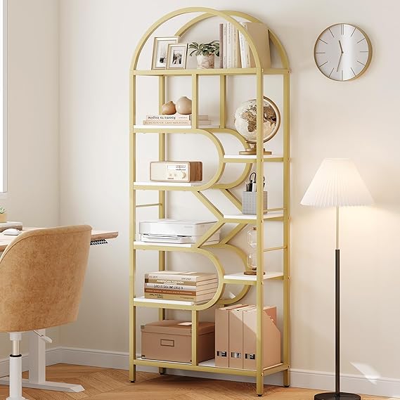 Arched Geometric Bookshelf 6 Tier Storage Display Rack