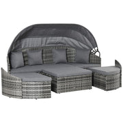 4-Piece Convertible Outdoor Rattan Daybed Set