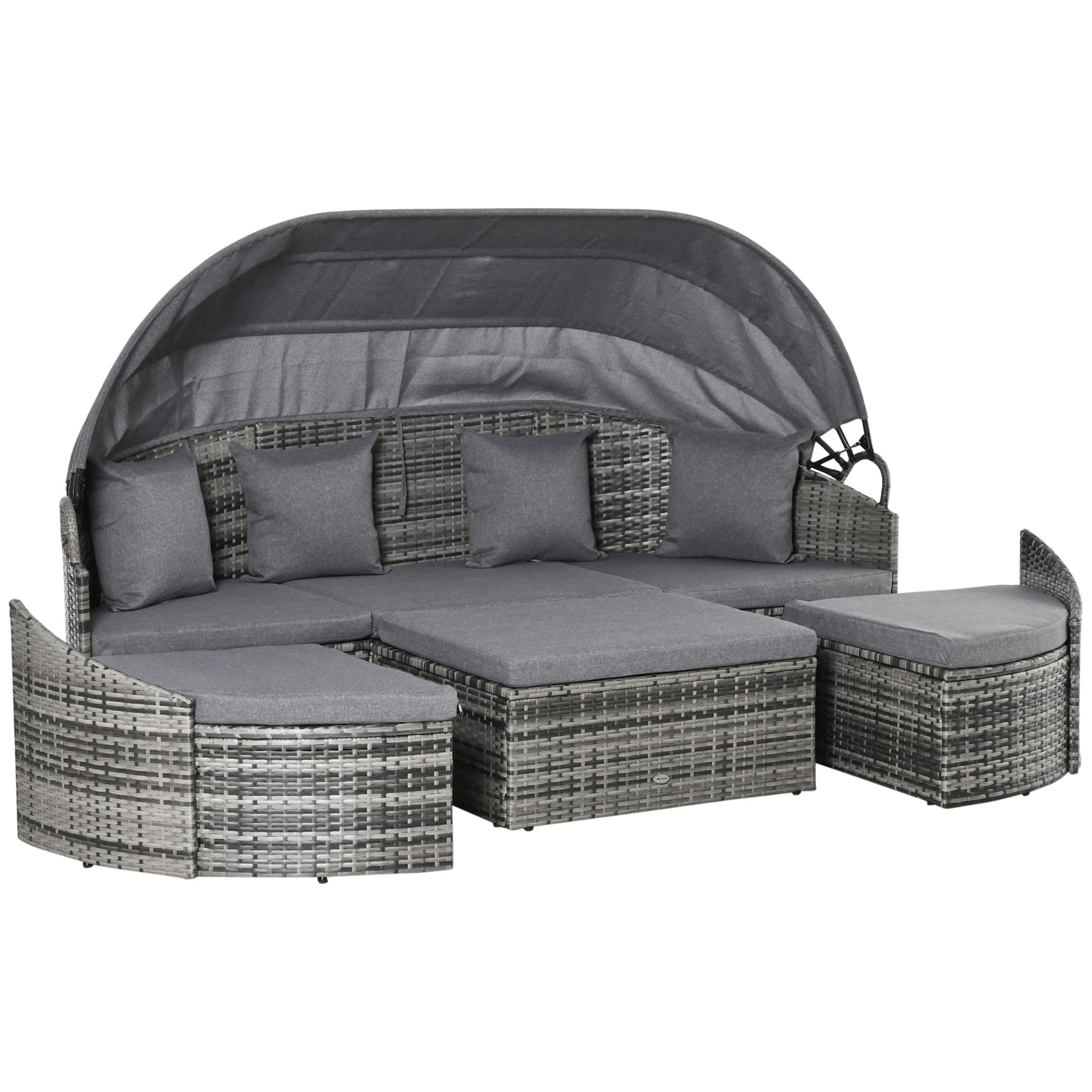 4-Piece Convertible Outdoor Rattan Daybed Set