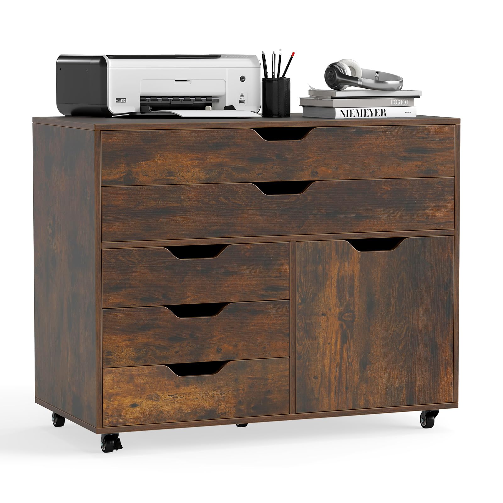 5-Drawer Mobile File Cabinet with Wheels