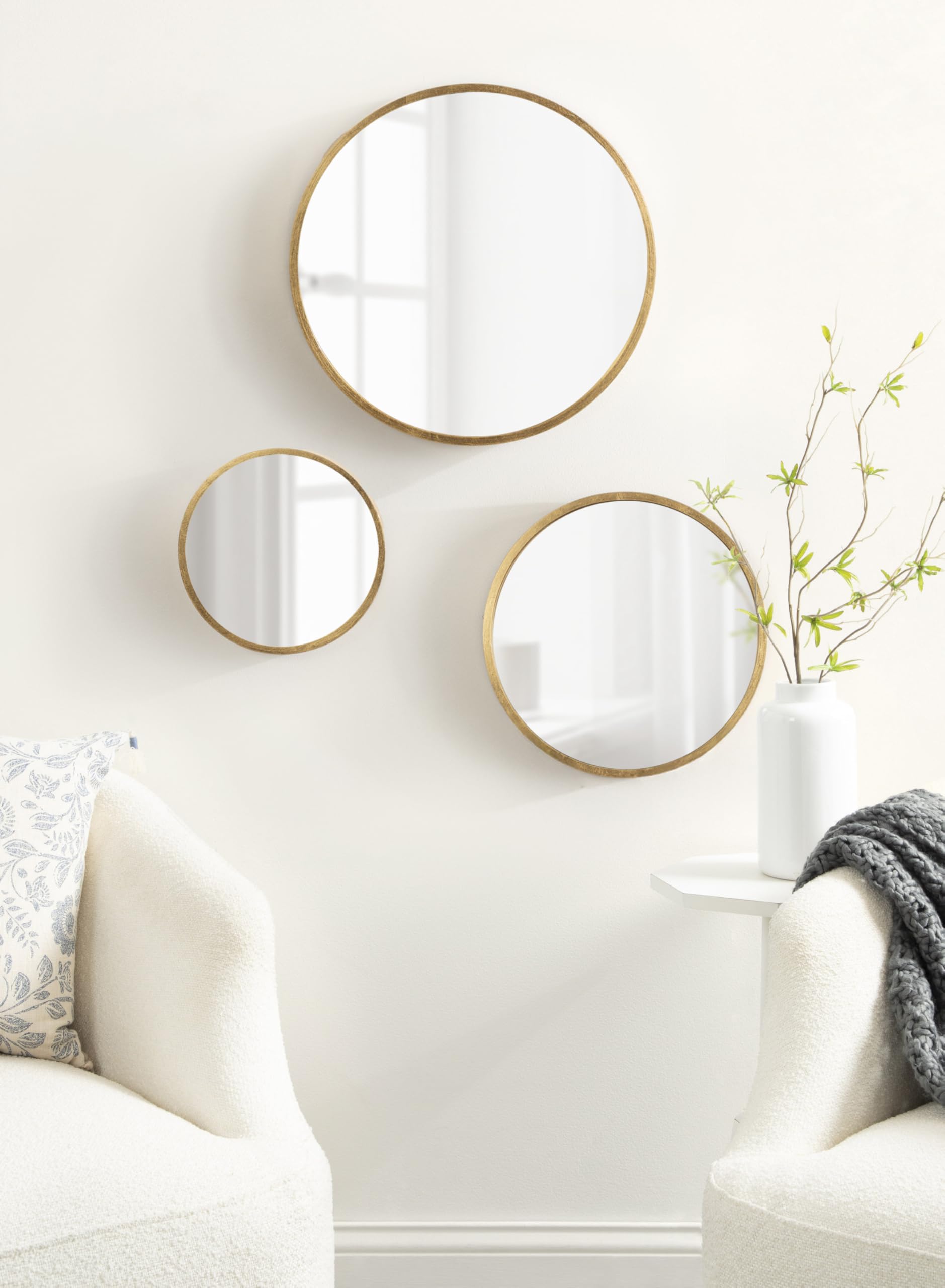 Travis Modern Round Wall Mirror Set - 3 Piece Gold Circle Mirrors