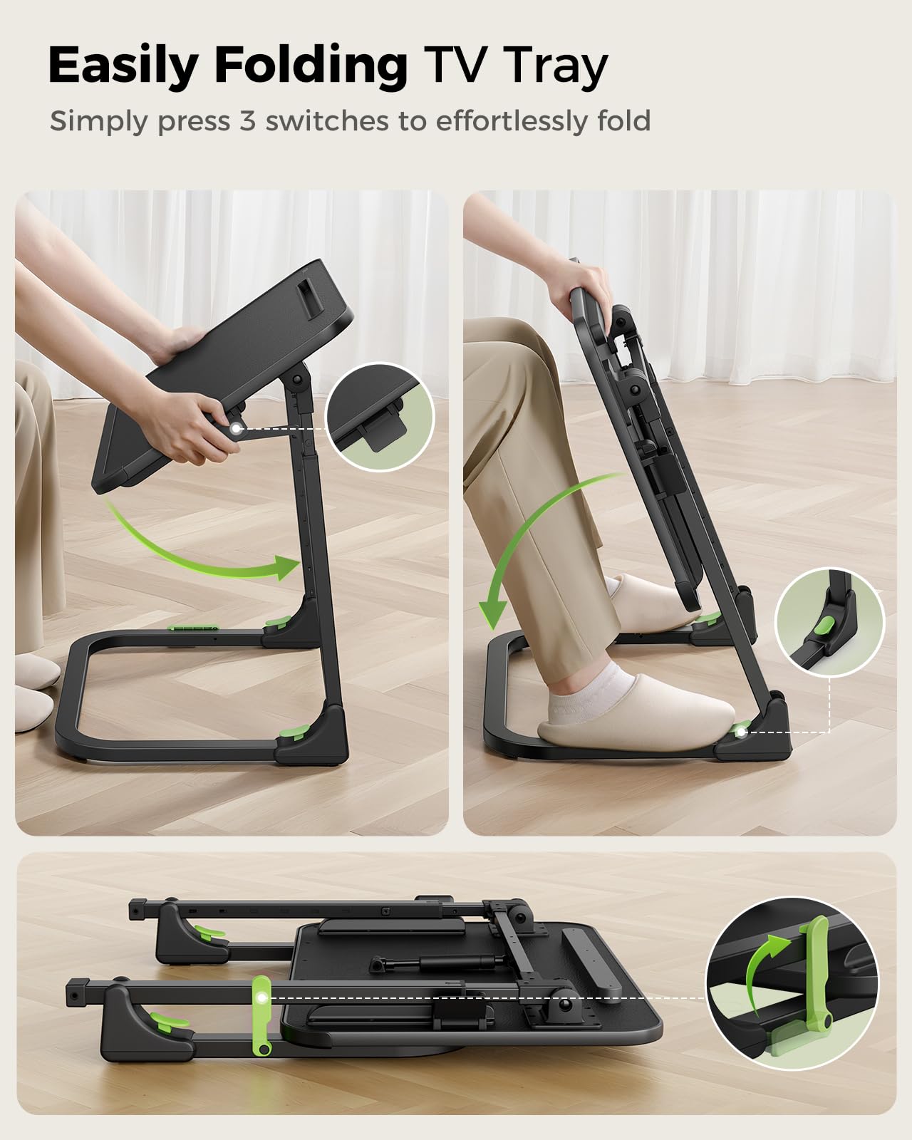 Adjustable Folding TV Tray Table