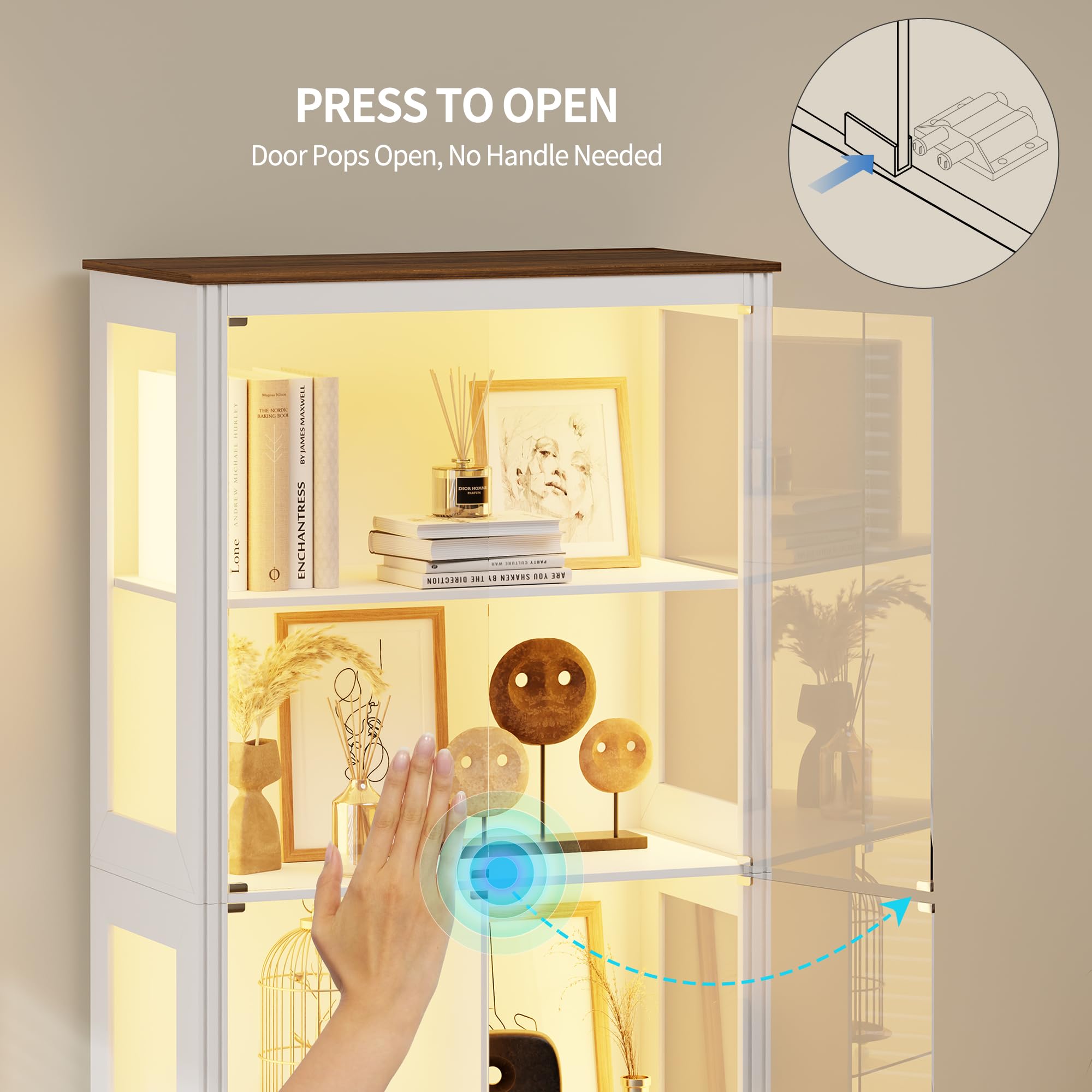 71" Tall Display Curio Cabinet with Glass Doors