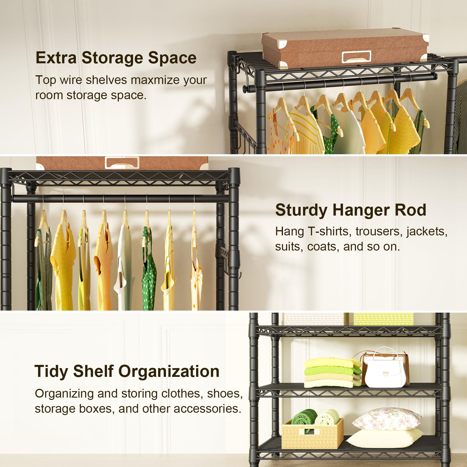6-Tier Closet Garment Rack with 4 Hanger Rods