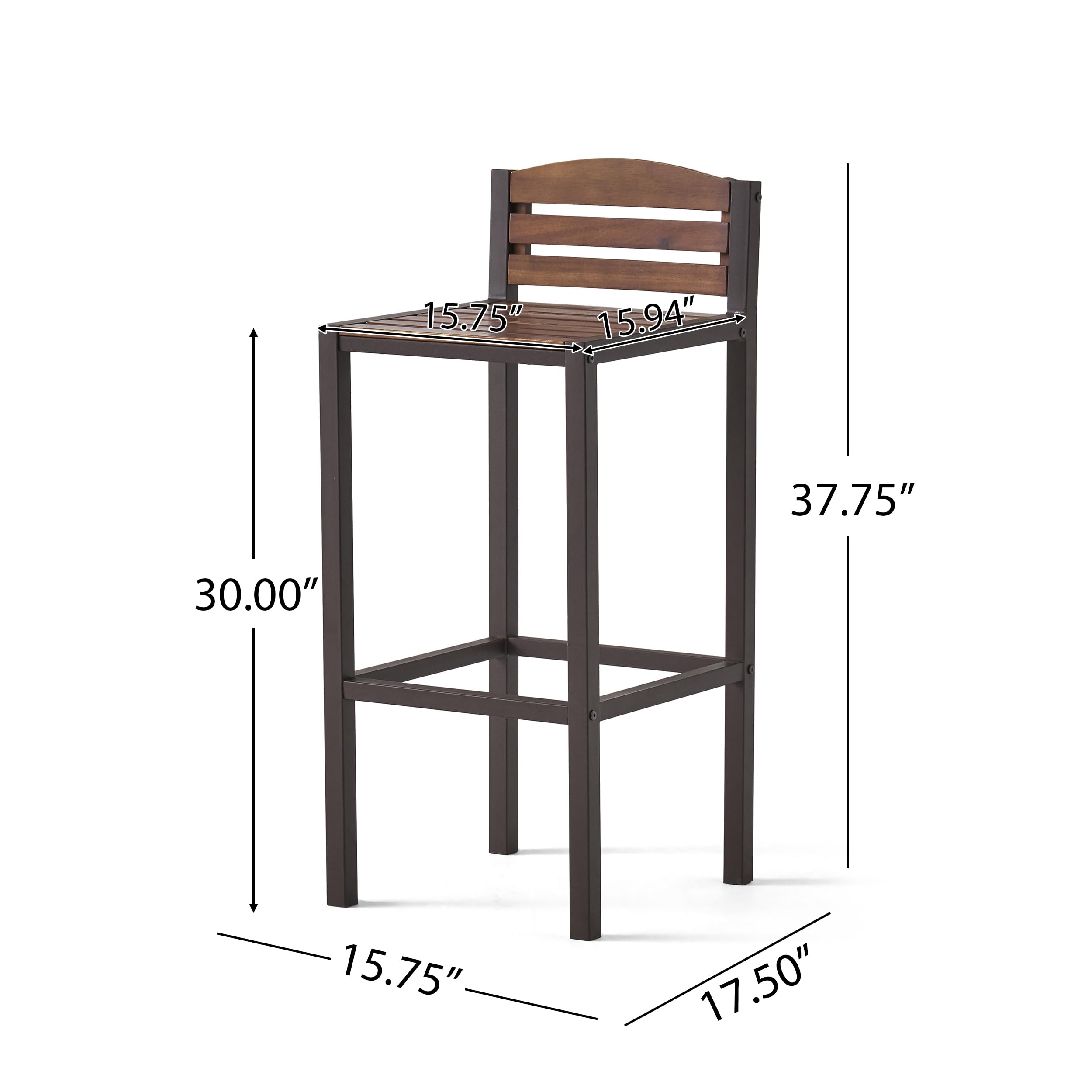 Acacia Wood 3 Piece Bar Set with Storage
