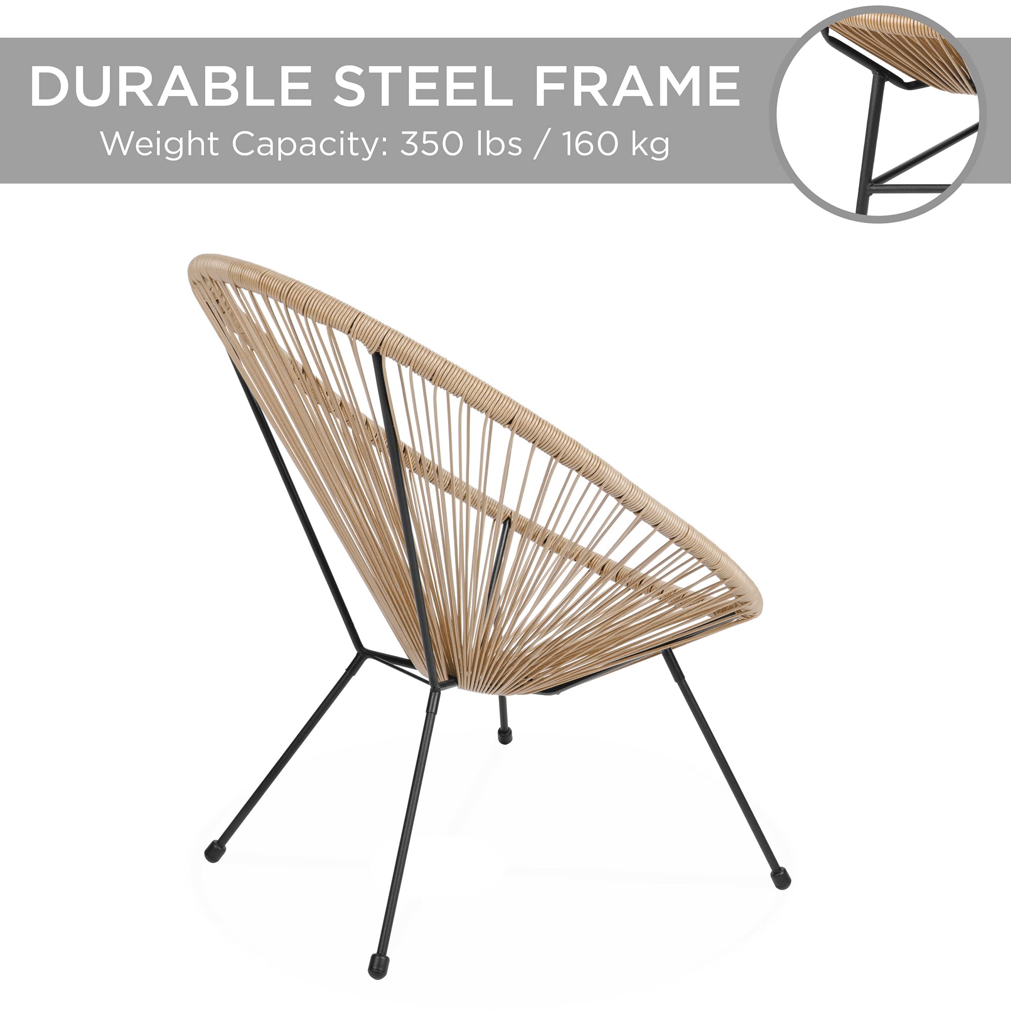 3-Piece Outdoor Acapulco Patio Bistro Set with Glass Top Table