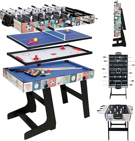 4-in-1 Multi Game Table with Foosball, Pool, Hockey, and Ping Pong