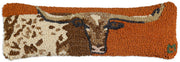 Longhorn Hand-Hooked Wool Throw Pillow