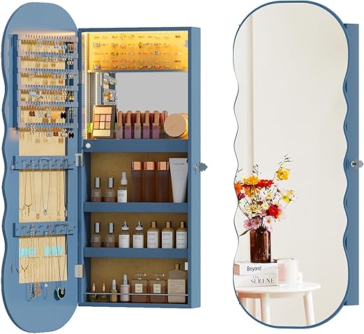 47.2" LED Jewelry Mirror Cabinet with Storage