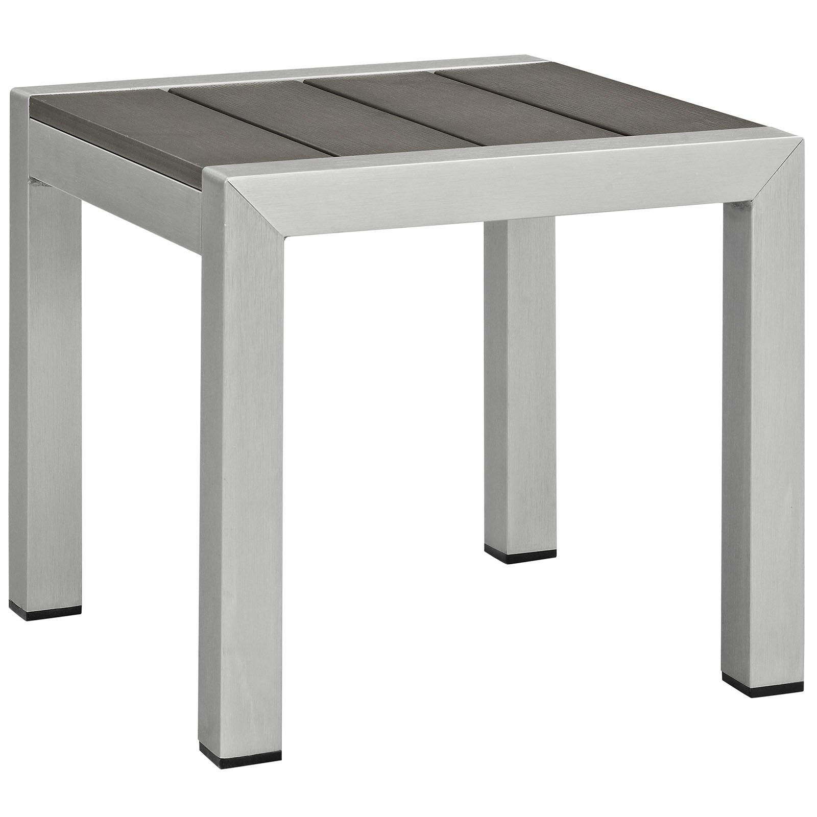 Aluminum Outdoor Patio Side Table Silver Gray