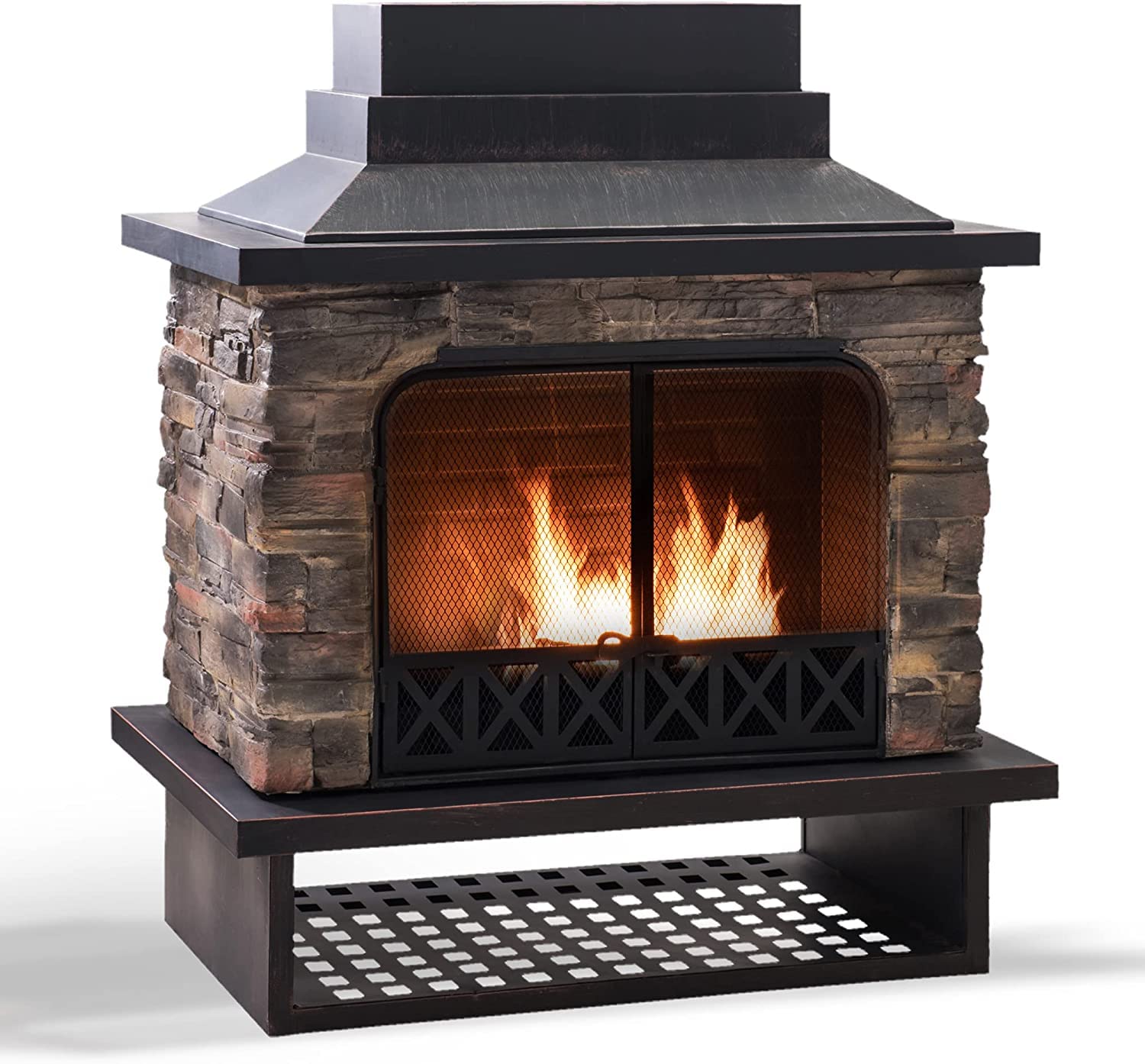 Outdoor Wood Burning Fireplace with Chimney