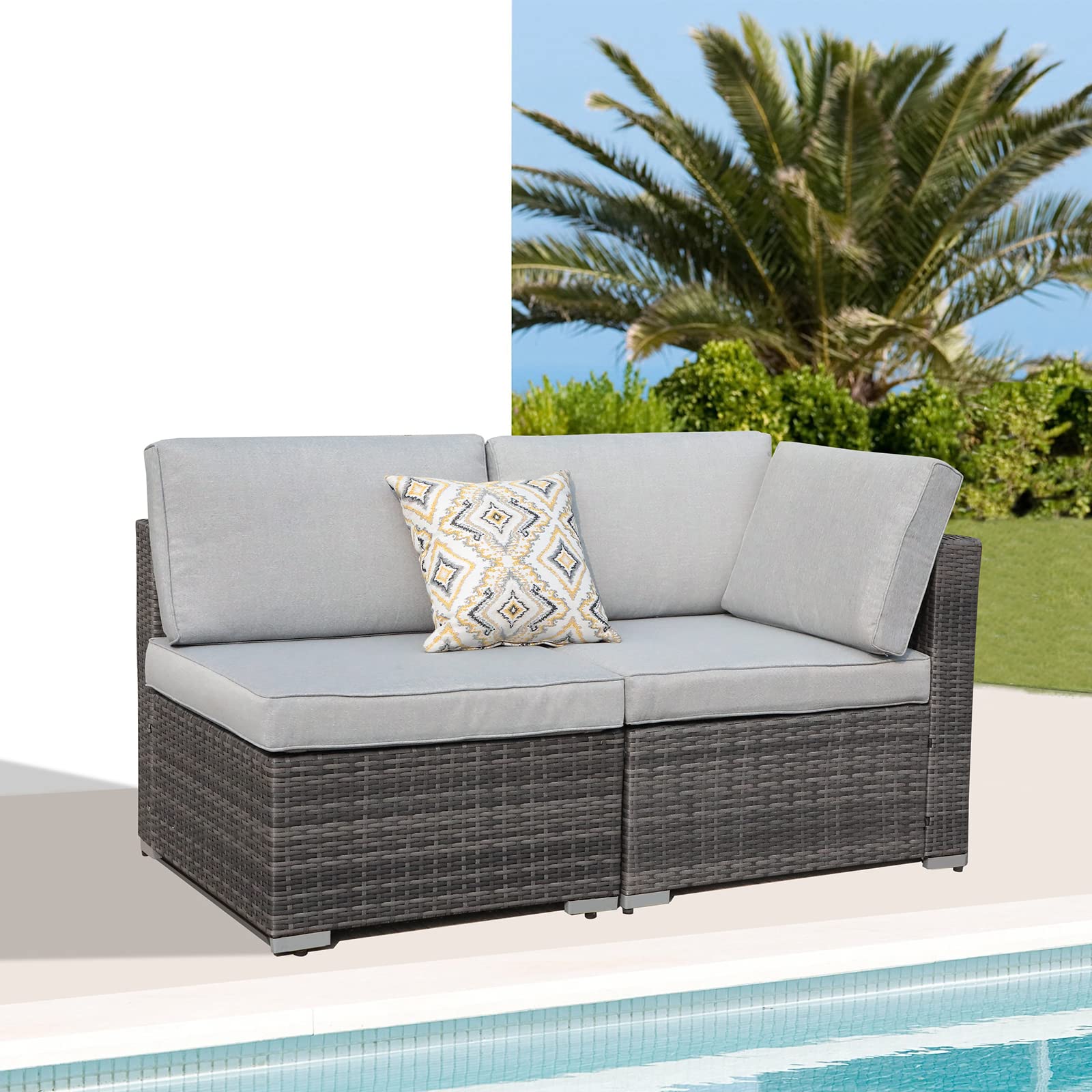 2-Piece Outdoor Sectional Sofa Set with Cushions