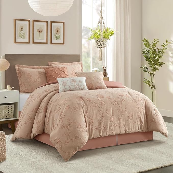 6-Piece King Comforter Set White Jacquard Geometric