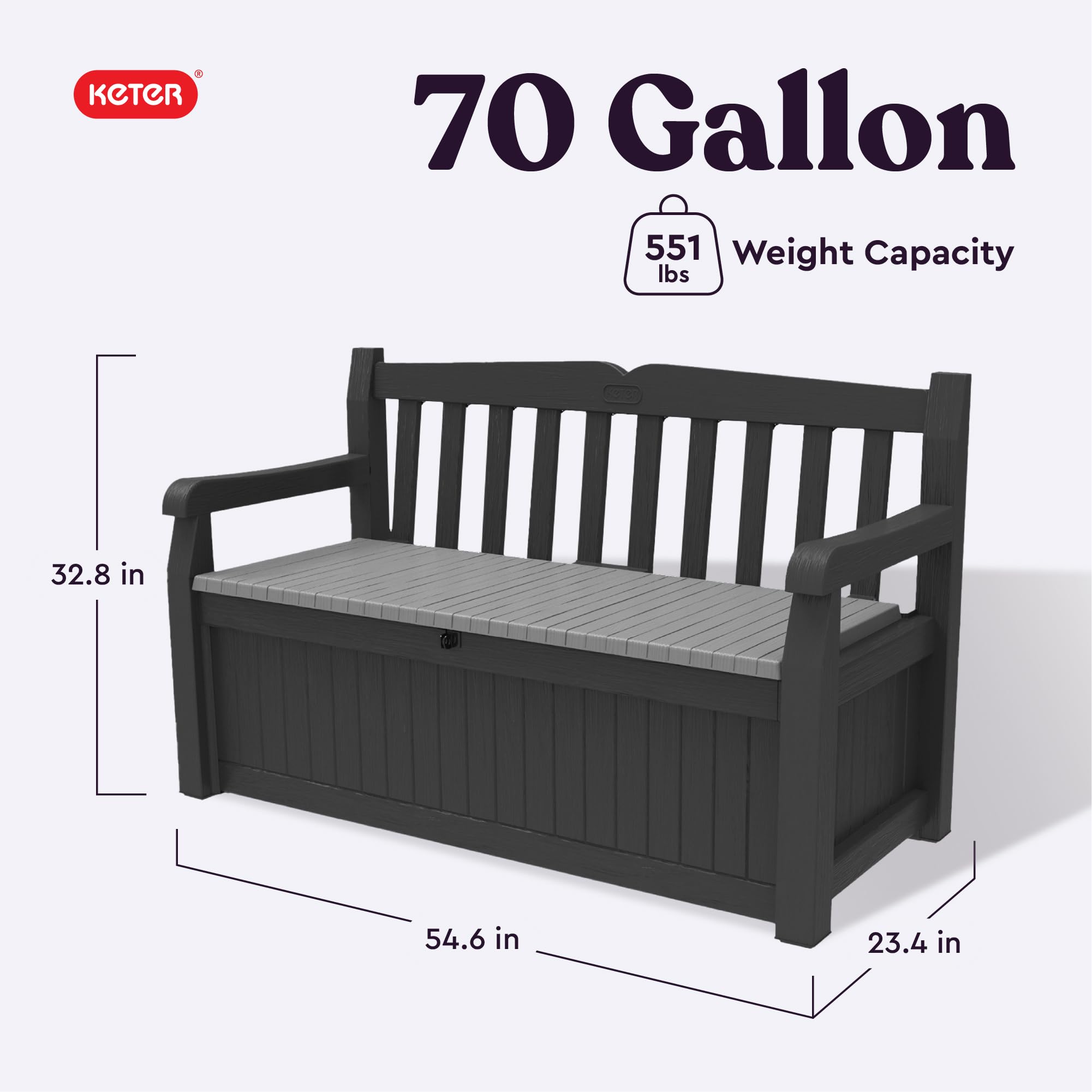 70 Gallon Storage Bench Deck Box