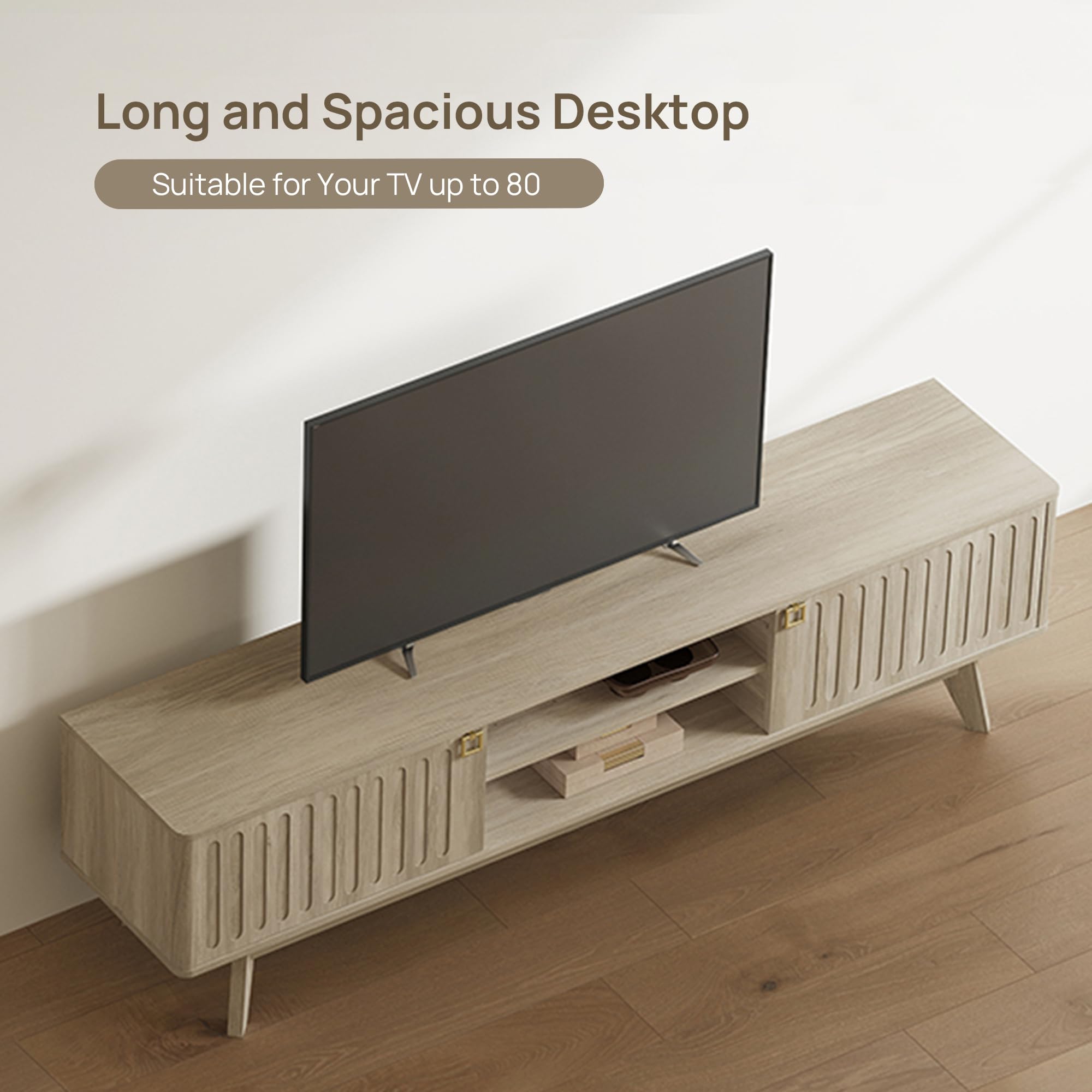 Modern TV Stand for 65-80 Inch TV with Storage Cabinets