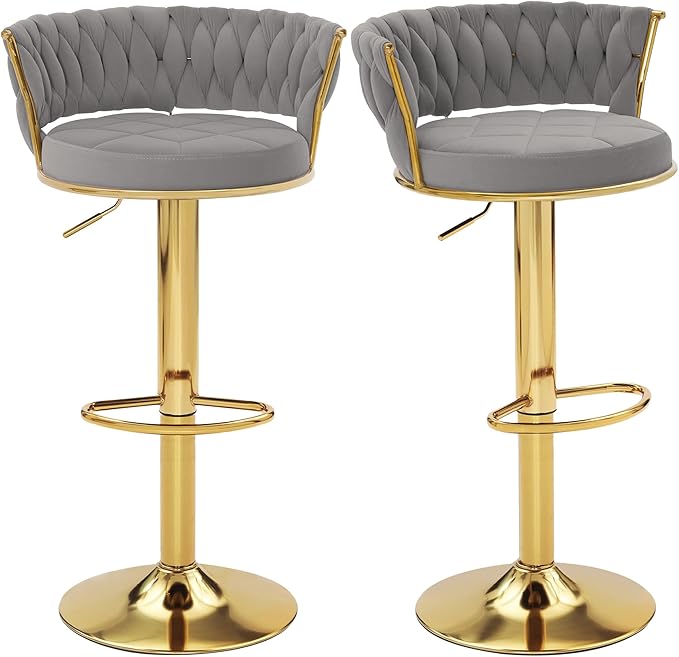 Velvet Counter Height Bar Stools Set of 4 with Swivel