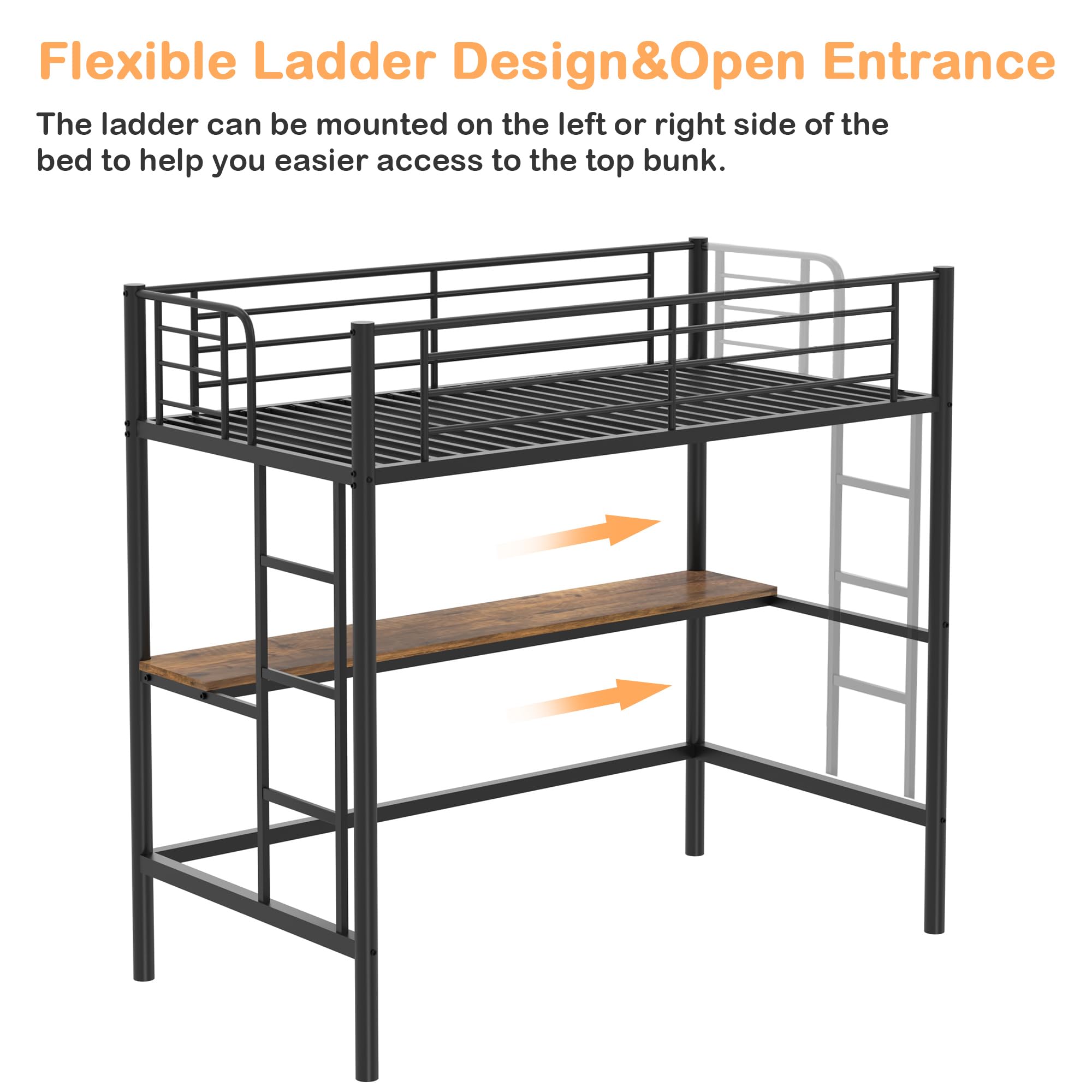 Twin Loft Bed with Desk and Ladder