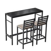 Outdoor Patio Bar Set 3 Piece with Cushioned Stools
