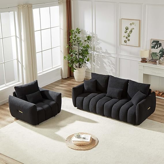 3-Piece Teddy Sofa Set - 2 Chairs & Oversized 3-Seater Couch