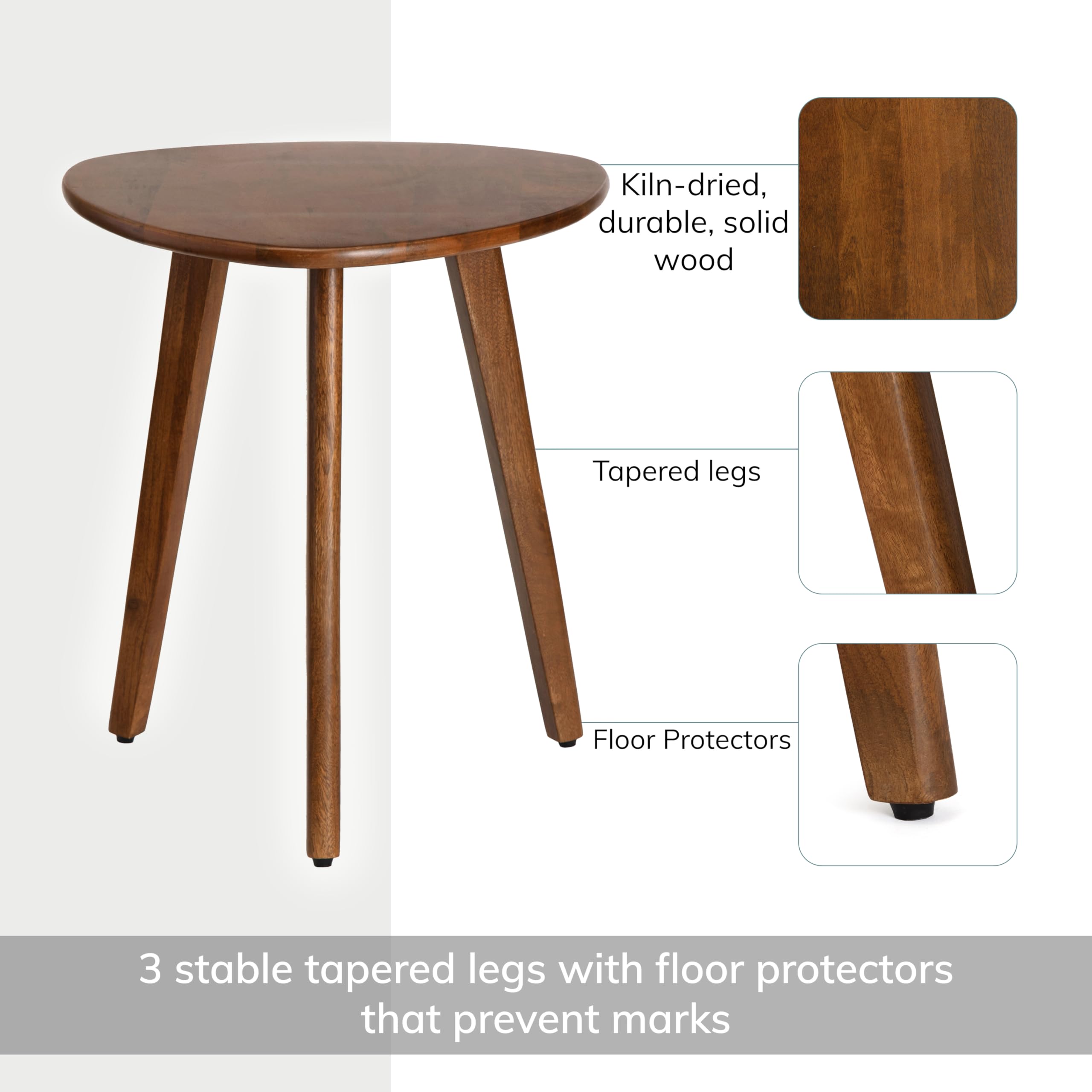 Tri Pin Side Table - Handmade Mango Wood End Table
