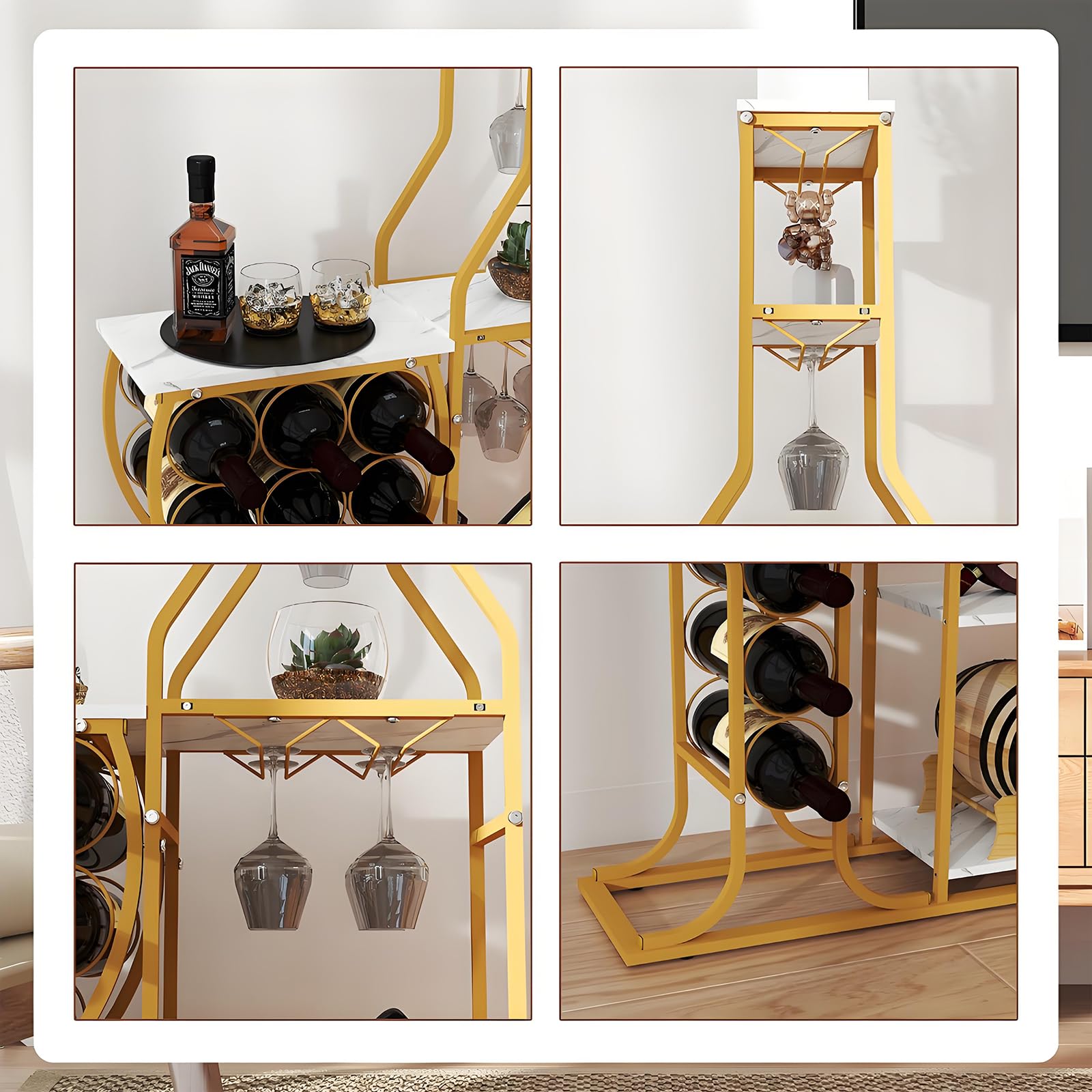 5-Tier Wine Rack Freestanding Floor 11 Bottles Storage Cabinet