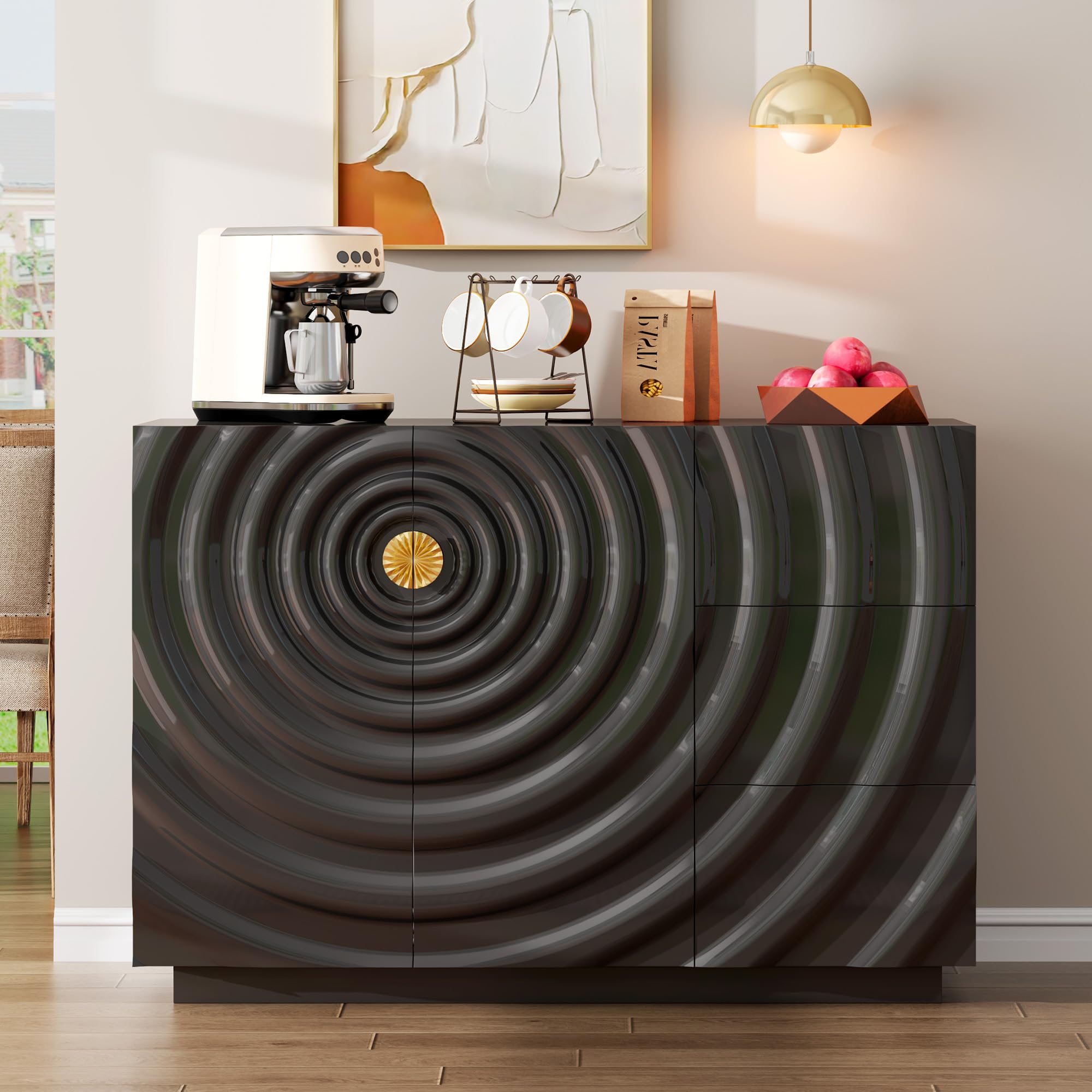 47.2" Sideboard Buffet Cabinet with Drawers and Adjustable Shelf