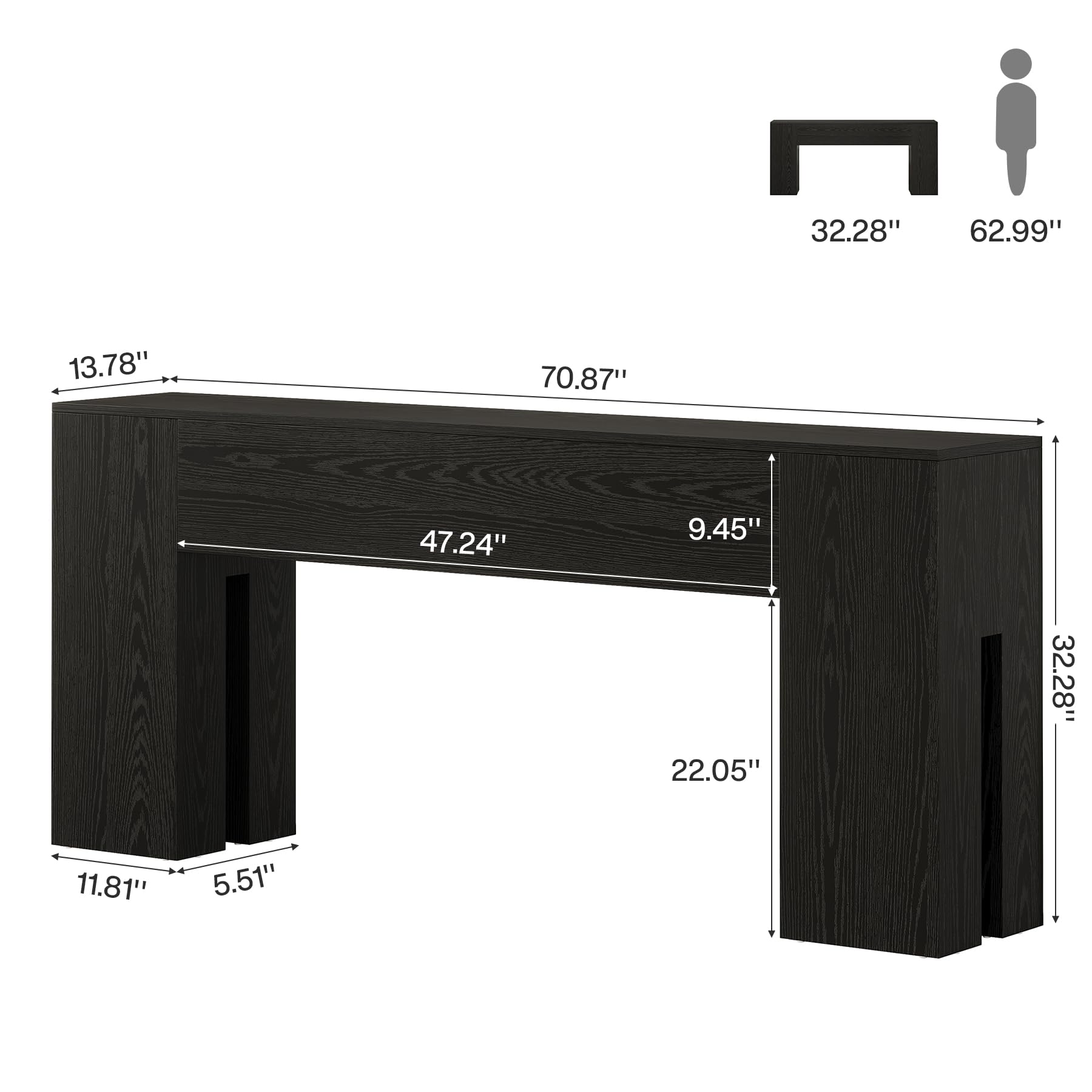 71-Inch Console Table for Entryway