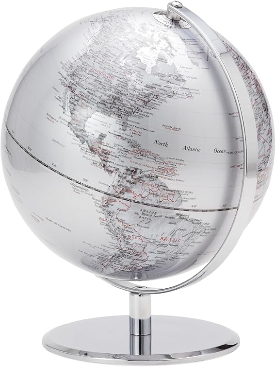 8" Blue Desk Globe on Metal Stand