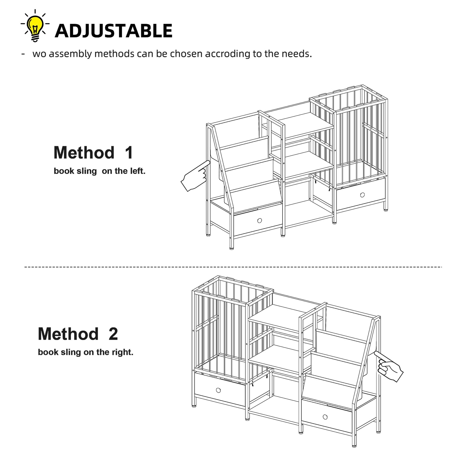 Montessori Kids Bookshelf with Toy Storage
