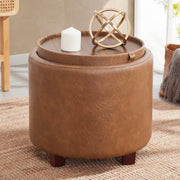 Round Storage Ottoman with Tray Lid