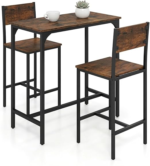 3 Piece Counter Height Bar Table Set with Stools
