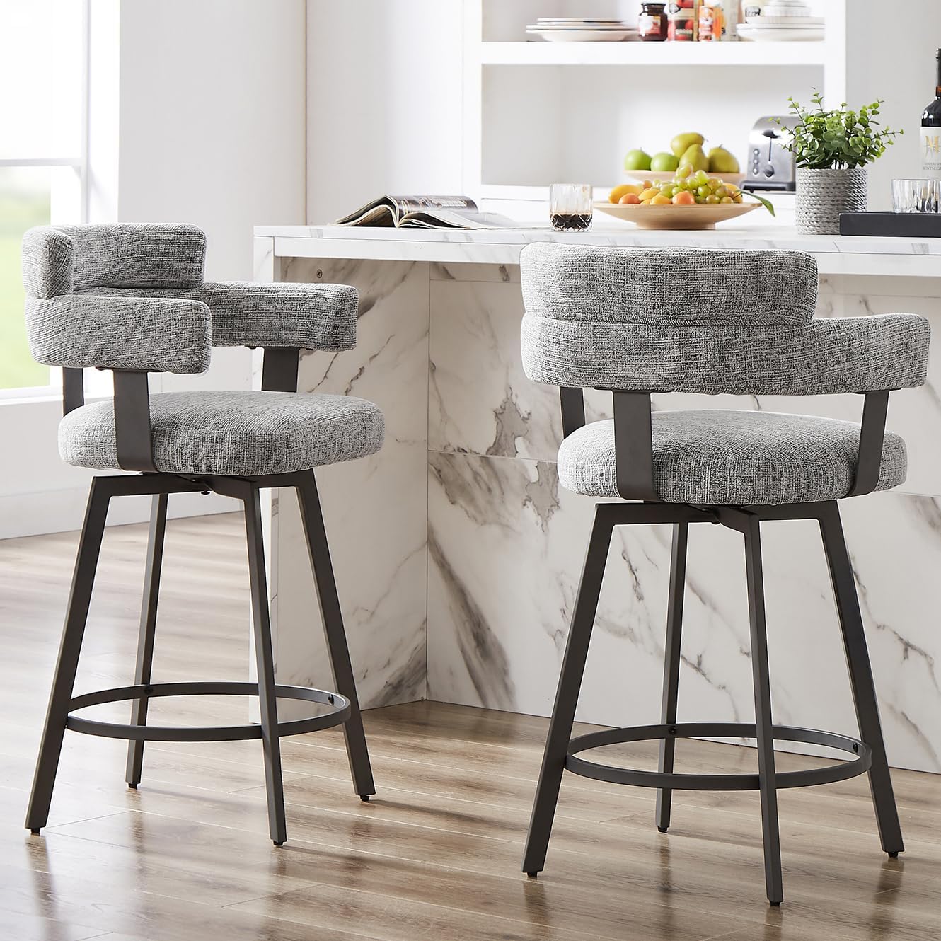 Counter Height Swivel Bar Stools Set of 2 with Padded Back