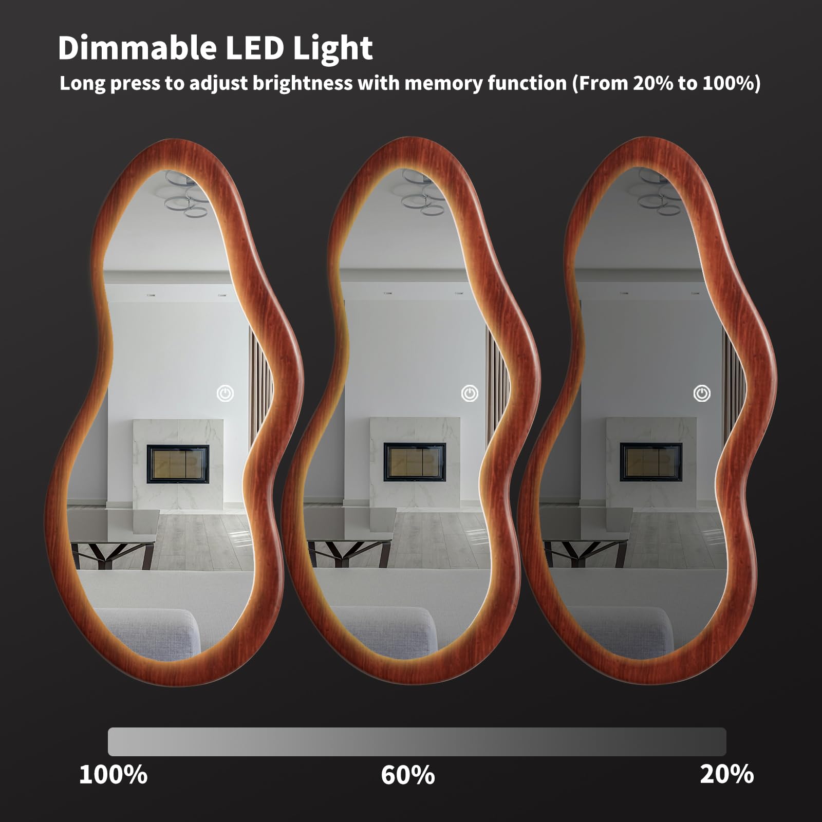 48" LED Wooden Full Length Mirror