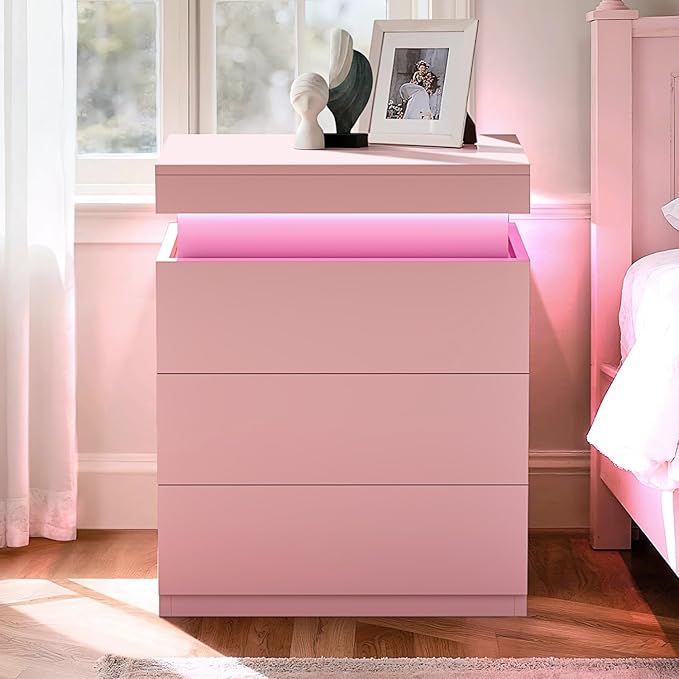 LED Nightstand with Charging Station