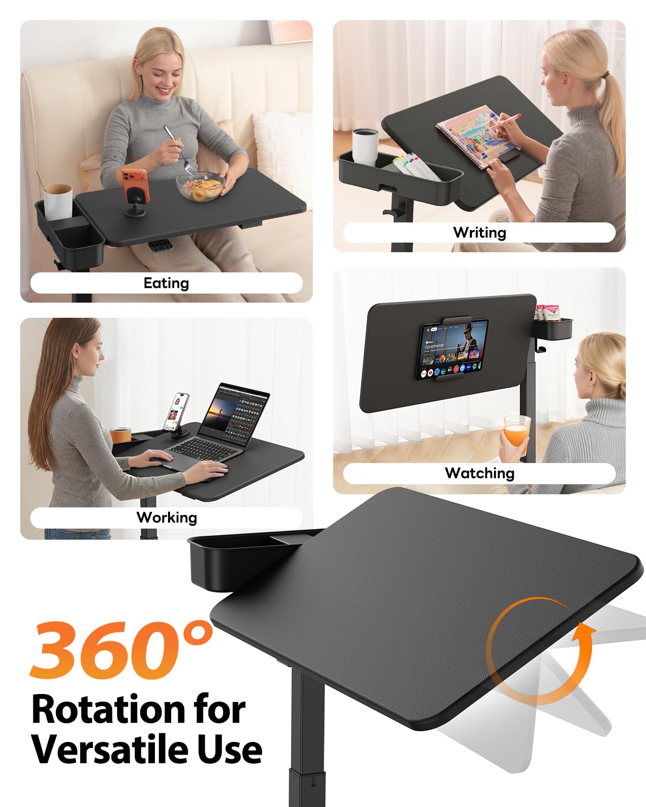 Magnetic Overbed Table with Wheels