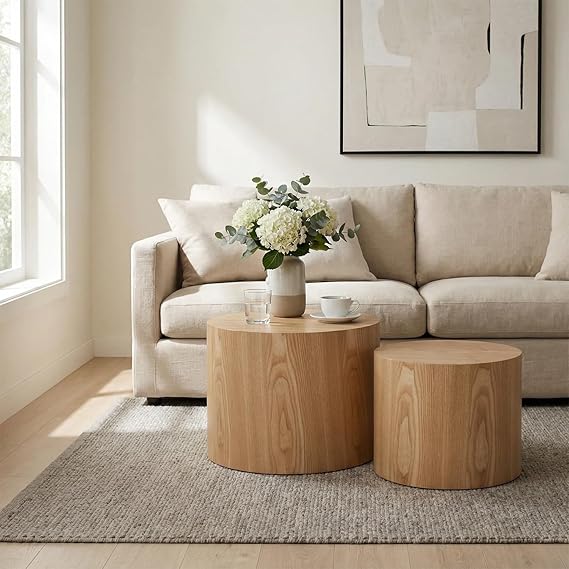 Round Nesting Coffee Table Set of 2