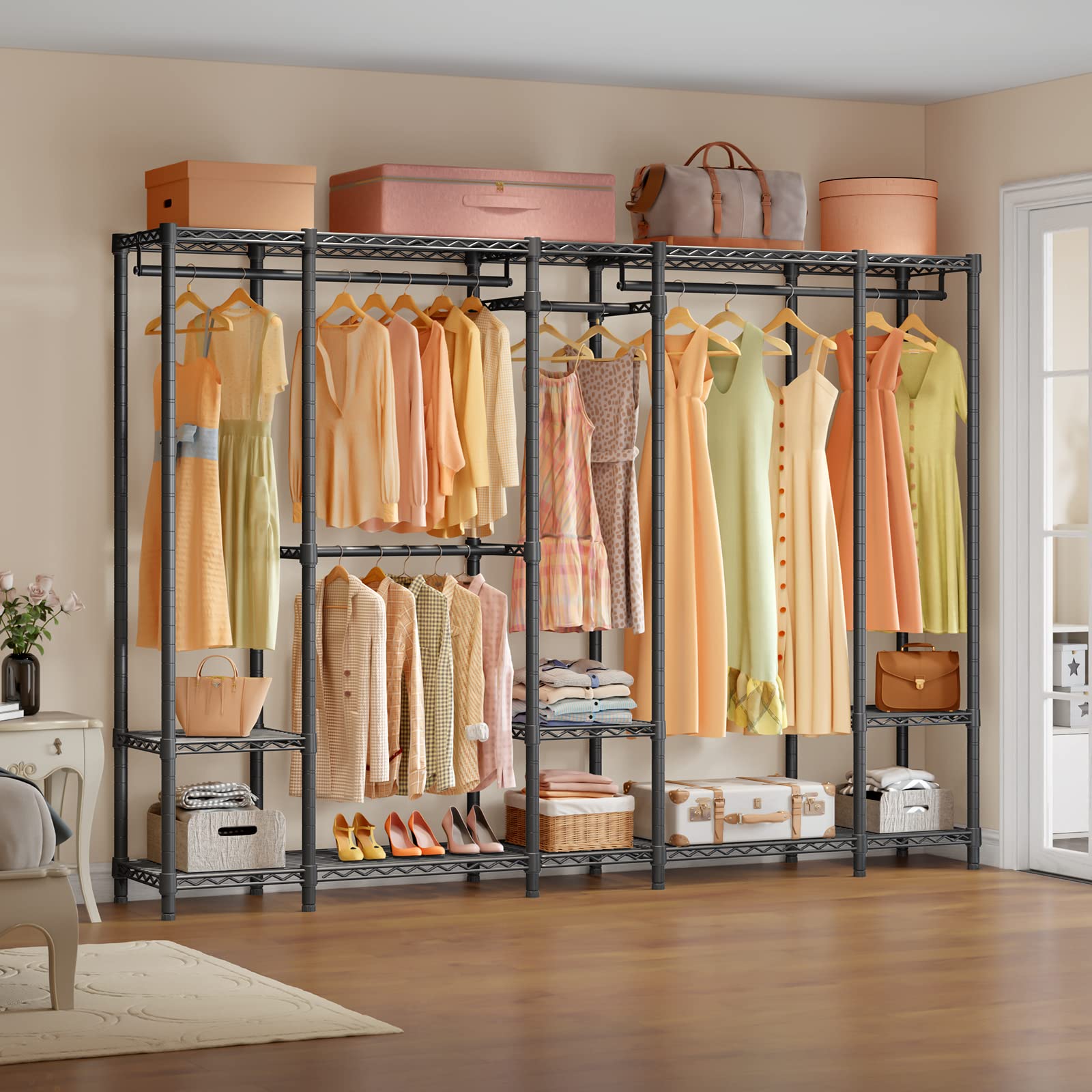 Extra Large Portable Closet Rack with Heavy Duty Metal Frame
