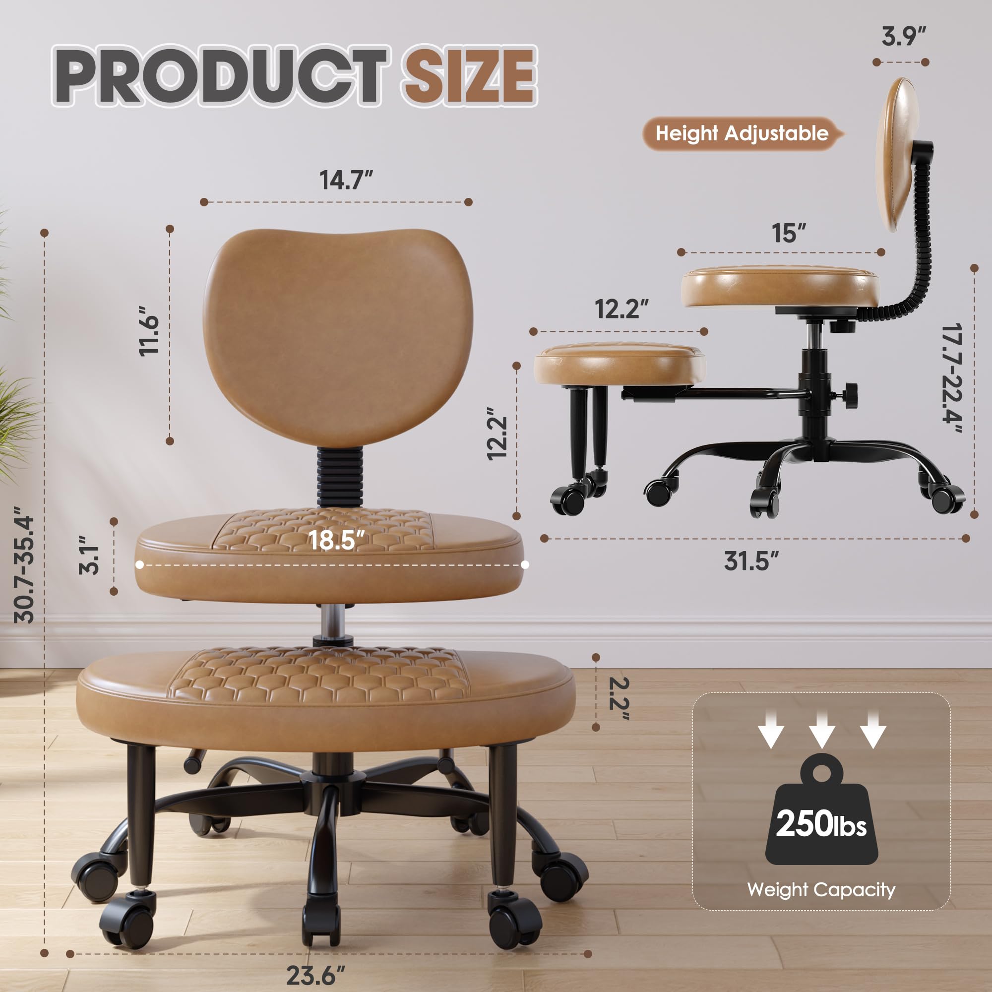 Cross Legged Office Chair with 360° Swivel