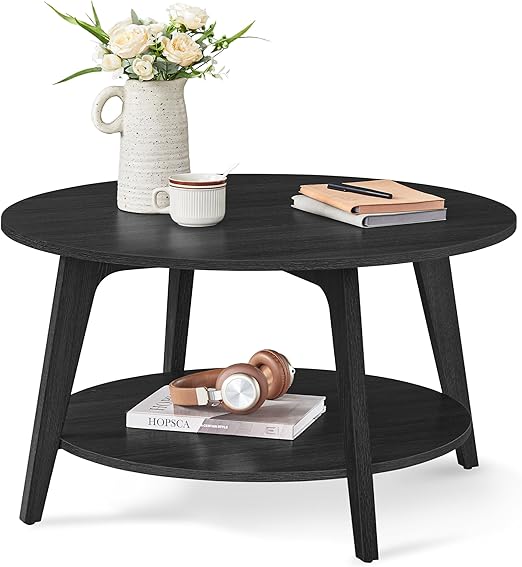 Round Coffee Table 2-Tier with Storage